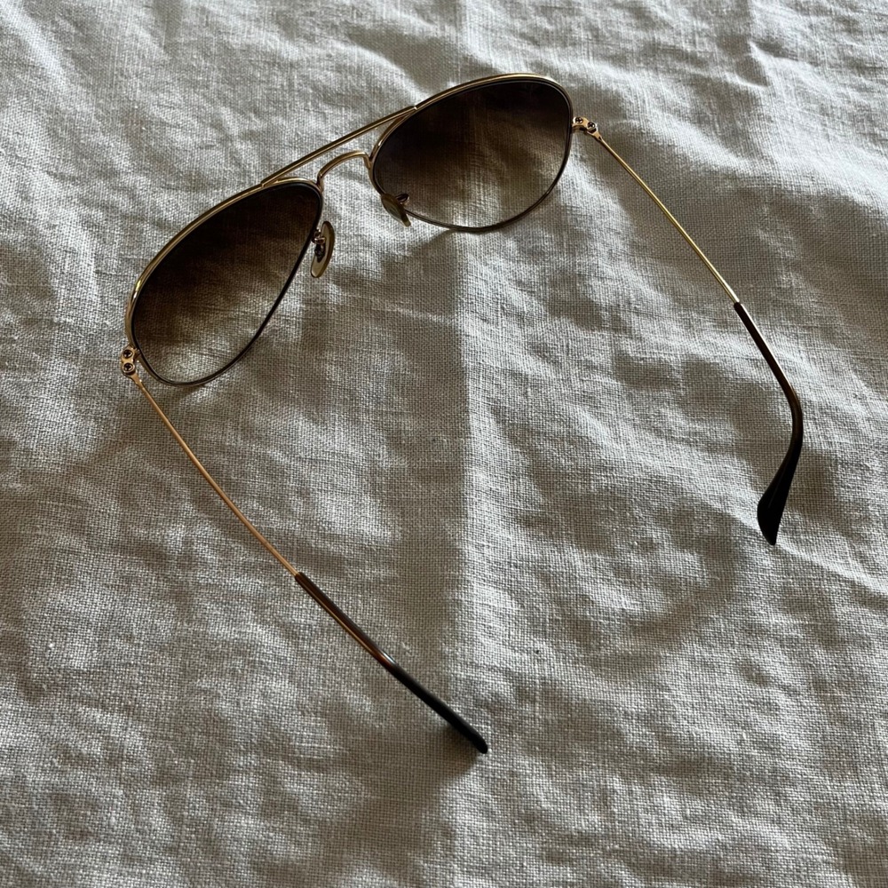 Authentic Ray-Ban Aviator Sun Glasses Brown Tint Gold Frame - Picture 11 of 15